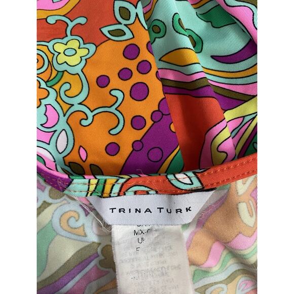 Trina Turk Swim Cover Up Mini Dress Flutter Sleeve V Neck Tunic Orange F… - Picture 6 of 6